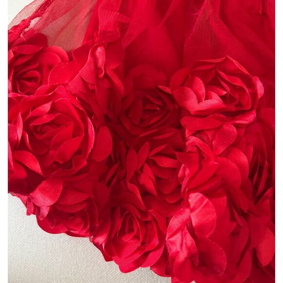 Nanette Baby Red Floral Roses Dress Toddler Girls Size 2T Rhinestone Embellished - Picture 3 of 7